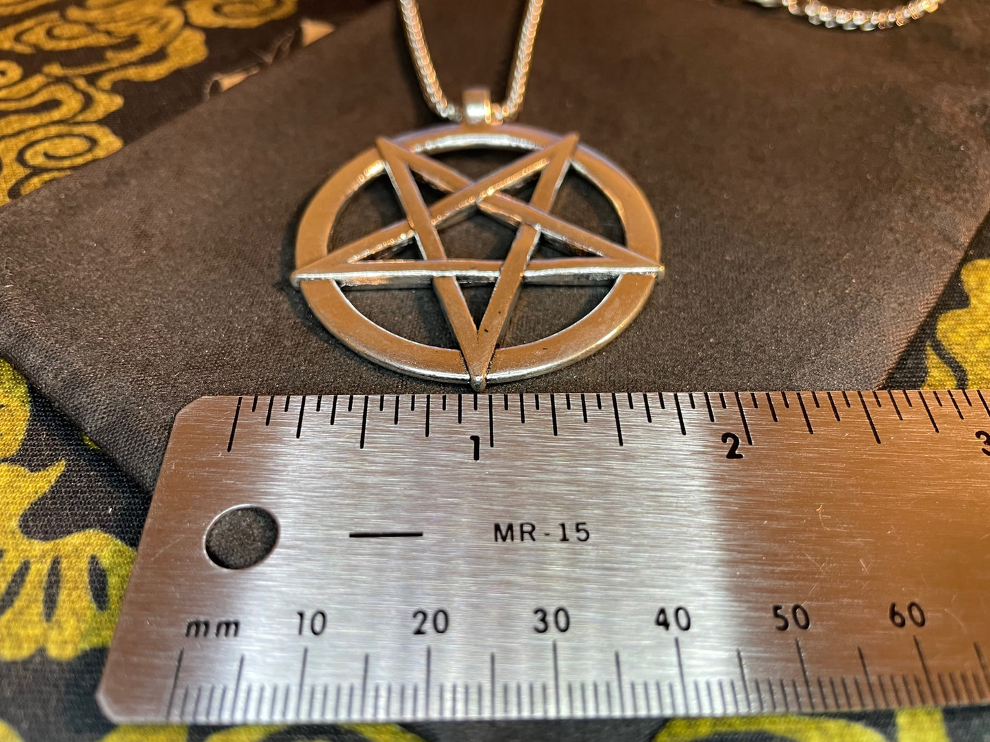 Large Pentagram Intertwined Pentacle Star Circle Stainless Steel Pendant Necklace Satanic Wiccan Pagan Occult Jewelry Best Gift - Silver