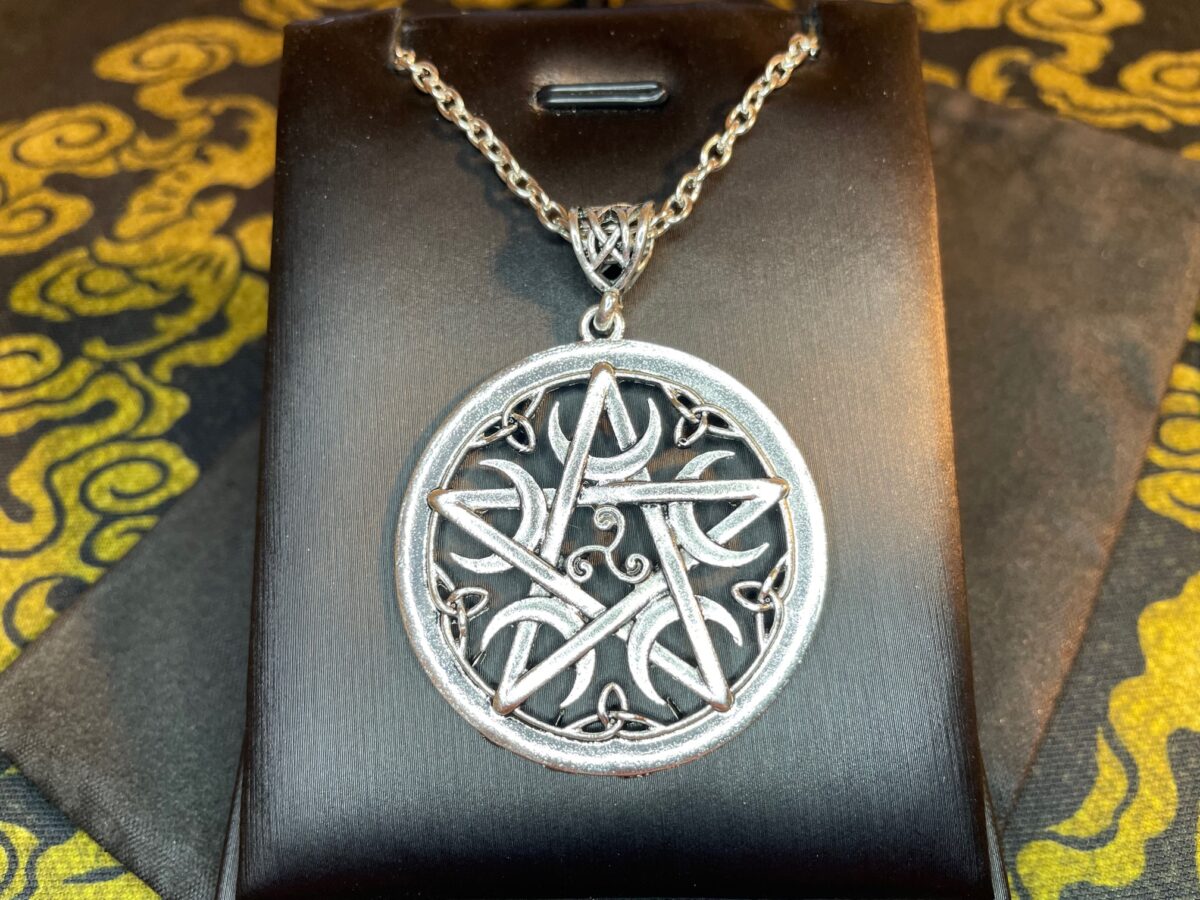 Check out the latest addition to my #etsy shop: Ornate Pentacle Celtic Knot Crescent Moon Hand-Poured Zinc-Alloy Pendant Necklace Gothic Pagan Satanic Witchcraft Druid Wicca – #pentacle #celticknot #crescentmoon #occultjewelry #darknessjewelry